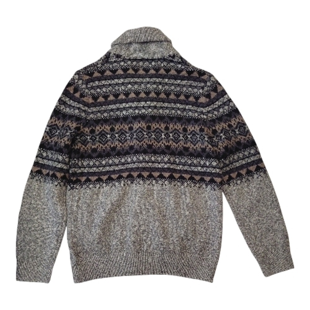 Men's Stylish Gray Patterned Cardigan - Picture 4 of 7